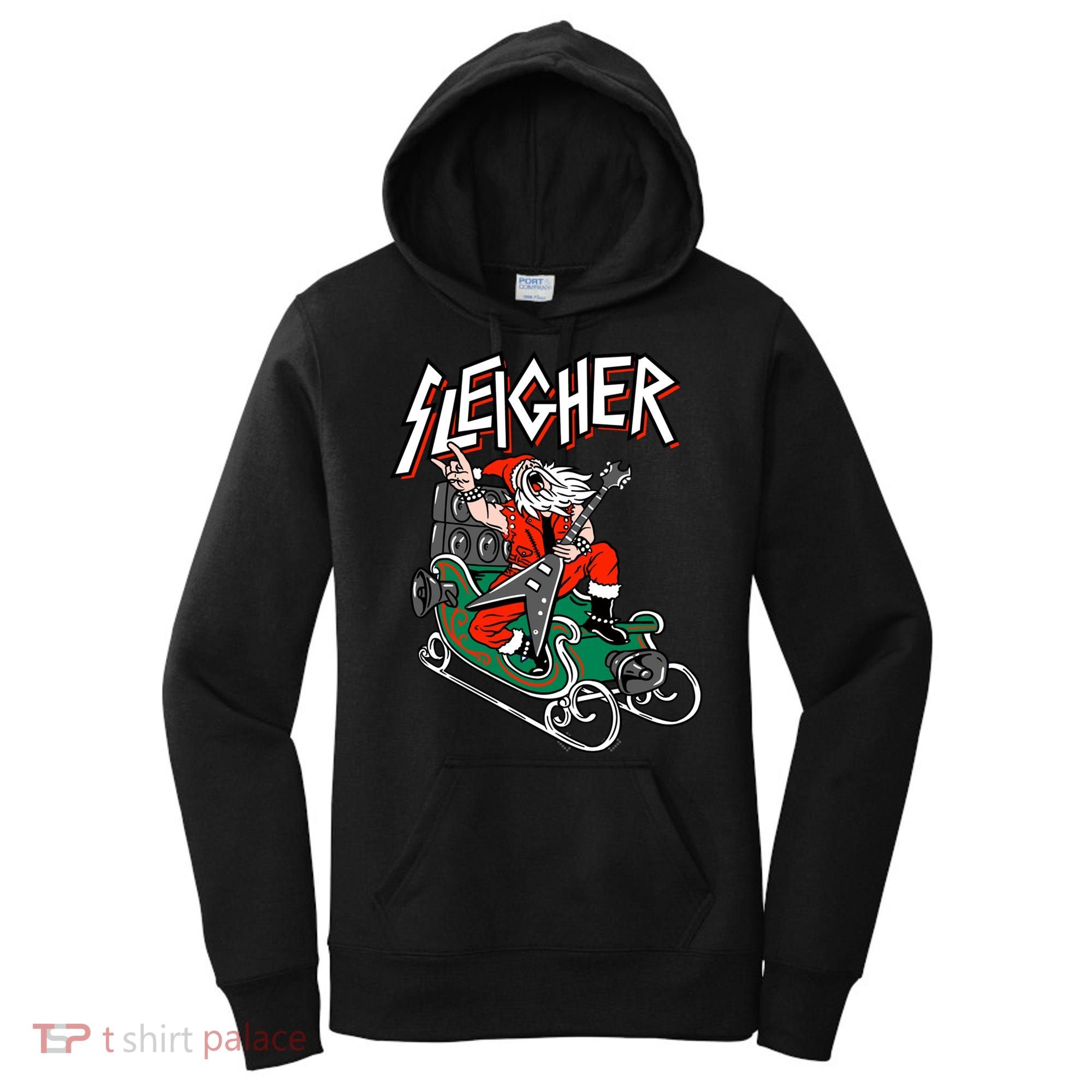 Ugly Christmas Sweater Sleigher Heavy Metal Santa Xmas Gift Women's Hoodie