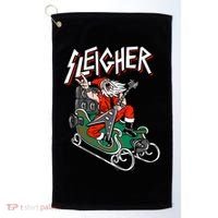 Ugly Christmas Sweater Sleigher Heavy Metal Santa Xmas Gift Golf Towel thumb 0