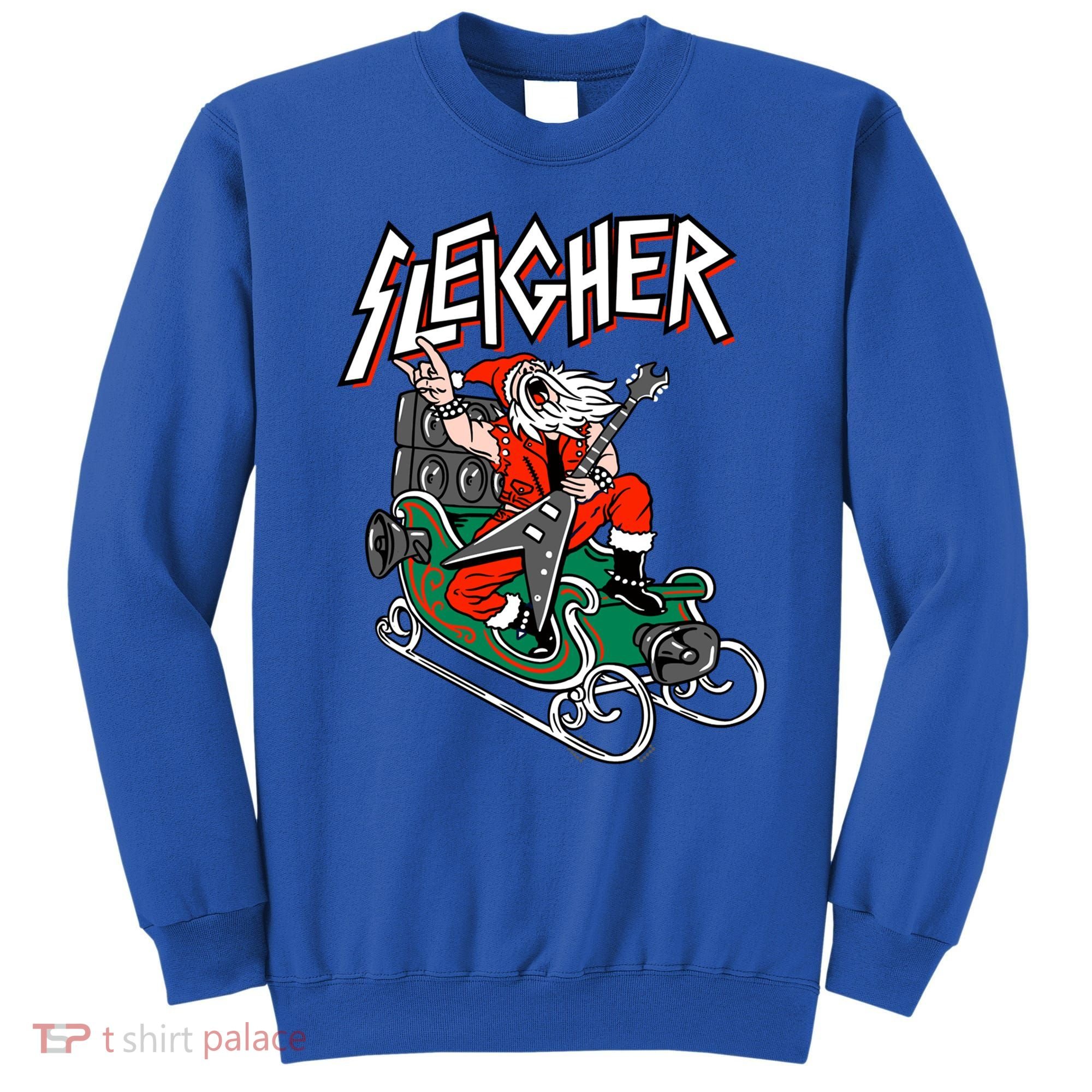Ugly Christmas Sweater Sleigher Heavy Metal Santa Xmas Gift Sweatshirt