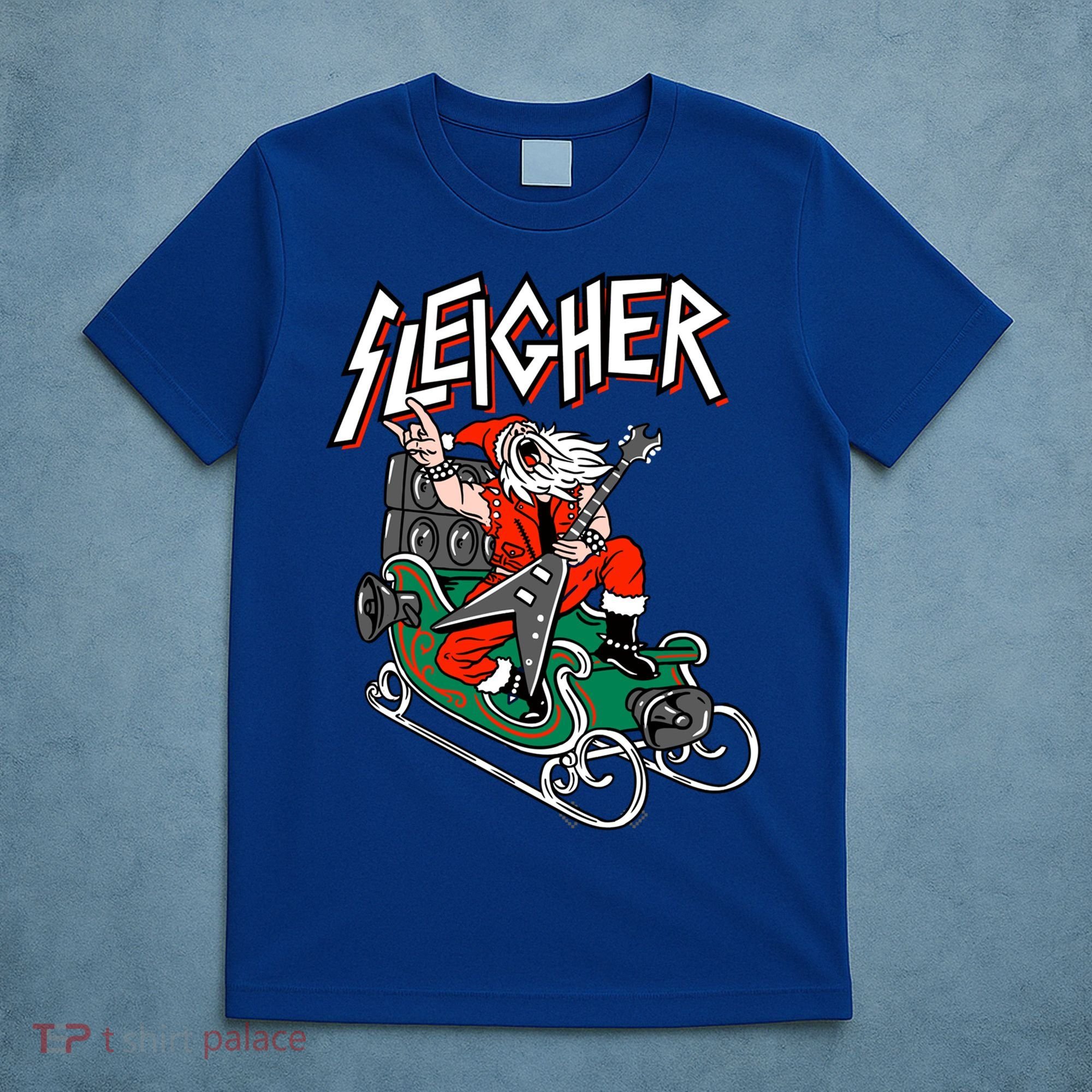 Ugly Christmas Sweater Sleigher Heavy Metal Santa Xmas Gift T-Shirt