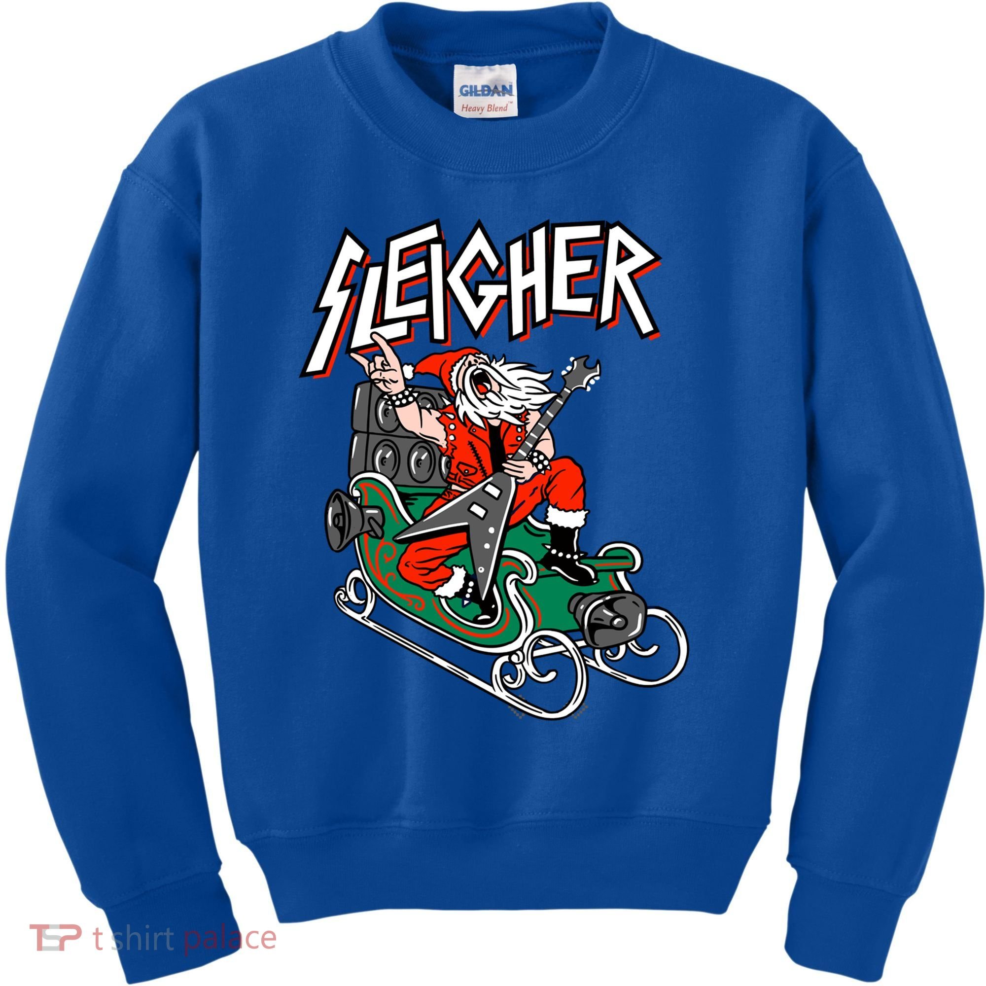 Ugly Christmas Sweater Sleigher Heavy Metal Santa Xmas Gift Kids Sweatshirt