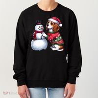 Ugly Christmas Sweater Beagle beside a Snowman  Women's Sweatshirt thumb 0