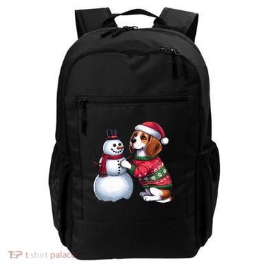 Ugly Christmas Sweater Beagle beside a Snowman  Backpack