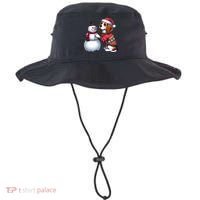 Ugly Christmas Sweater Beagle beside a Snowman  Bucket Hat thumb 0