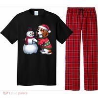 Ugly Christmas Sweater Beagle beside a Snowman  Pajama Set thumb 0