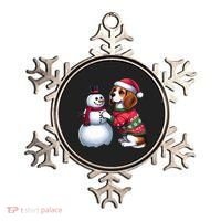 Ugly Christmas Sweater Beagle beside a Snowman  Ornament thumb 0
