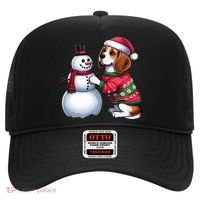 Ugly Christmas Sweater Beagle beside a Snowman  Hat thumb 0