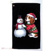Ugly Christmas Sweater Beagle beside a Snowman  Golf Towel thumb 0