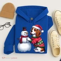 Ugly Christmas Sweater Beagle beside a Snowman  Hoodie thumb 4
