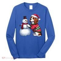 Ugly Christmas Sweater Beagle beside a Snowman  Long Sleeve Shirt thumb 0