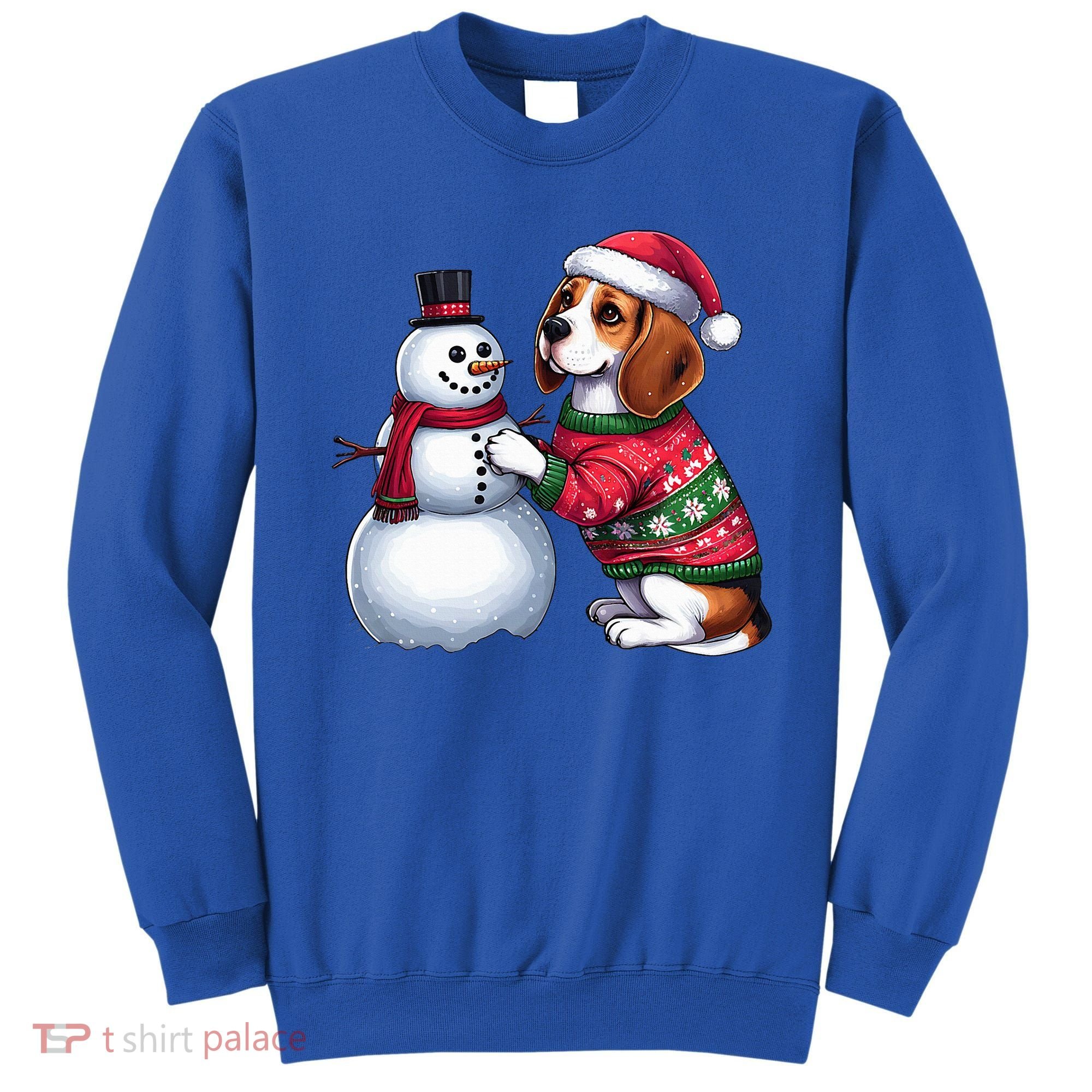 Ugly Christmas Sweater Beagle beside a Snowman  Sweatshirt