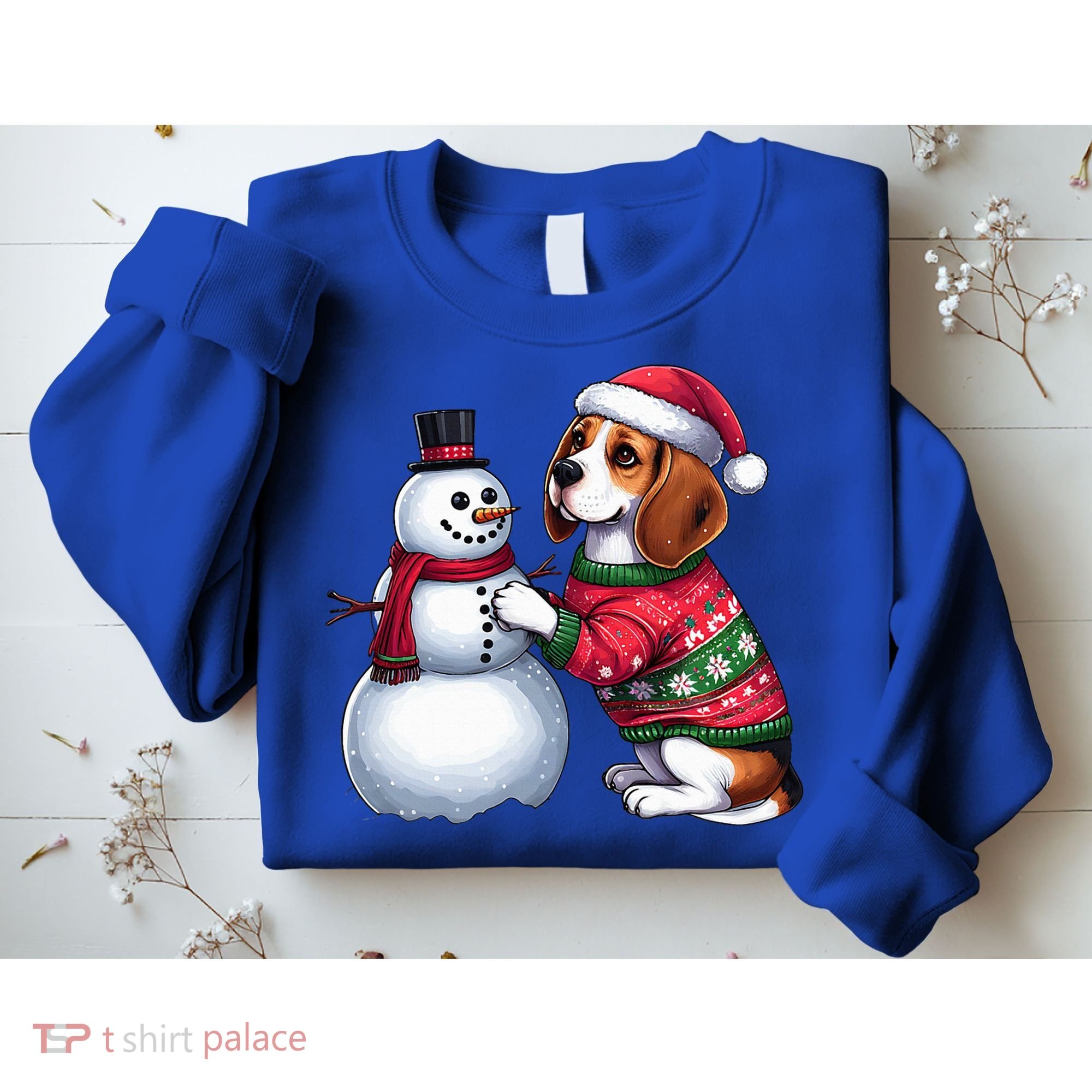 Ugly Christmas Sweater Beagle beside a Snowman  Sweatshirt