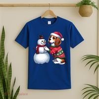 Ugly Christmas Sweater Beagle beside a Snowman  T-Shirt thumb 2