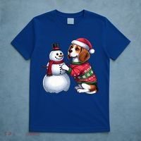 Ugly Christmas Sweater Beagle beside a Snowman  T-Shirt thumb 5