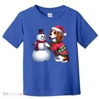 Ugly Christmas Sweater Beagle beside a Snowman  Toddler T-Shirt thumb 0