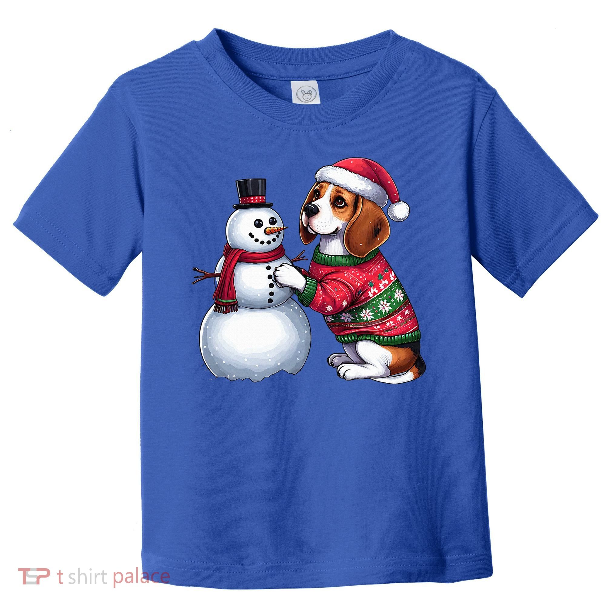 Ugly Christmas Sweater Beagle beside a Snowman  Toddler T-Shirt