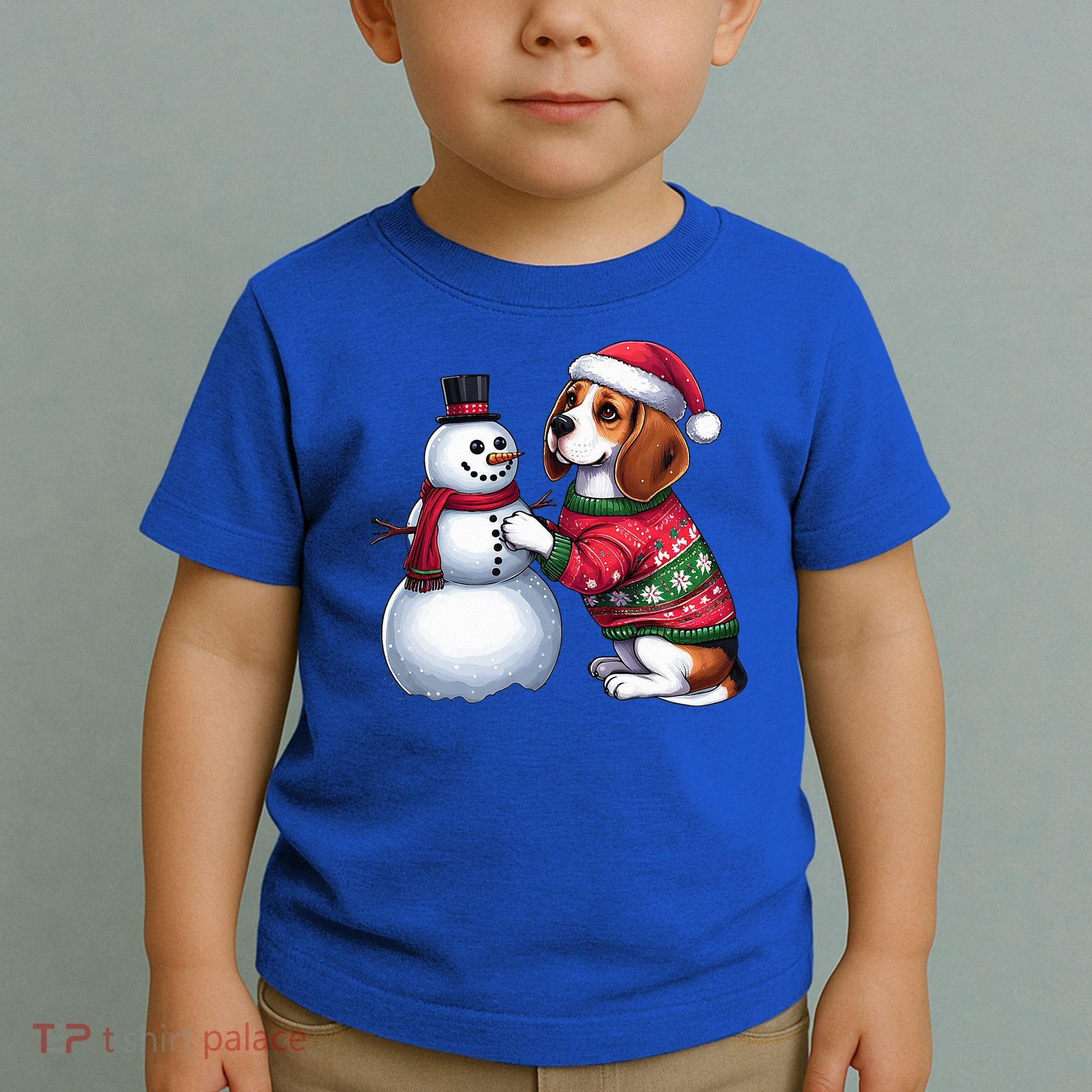 Ugly Christmas Sweater Beagle beside a Snowman  Toddler T-Shirt