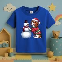 Ugly Christmas Sweater Beagle beside a Snowman  Toddler T-Shirt thumb 3
