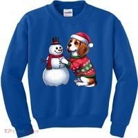 Ugly Christmas Sweater Beagle beside a Snowman  Kids Sweatshirt thumb 0