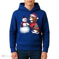 Ugly Christmas Sweater Beagle beside a Snowman  Kids Hoodie thumb 4
