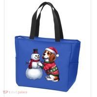 Ugly Christmas Sweater Beagle beside a Snowman  Tote Bag thumb 3