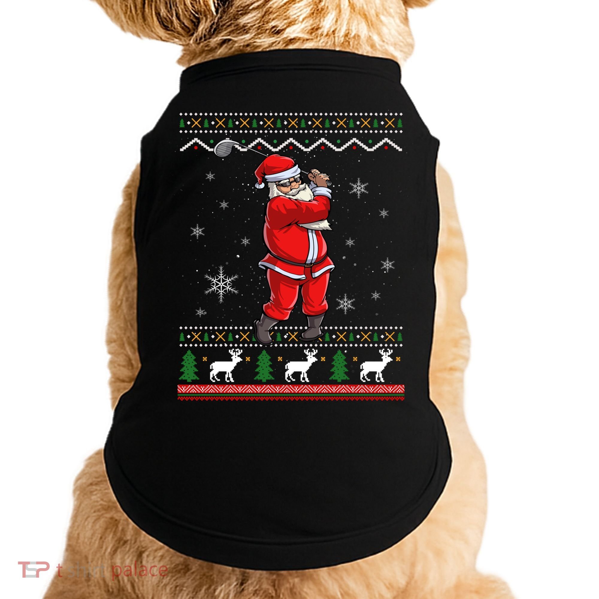 Ugly Christmas Santa Golfer Golfing Xmas Golf Lover Player Gift Doggie Tank