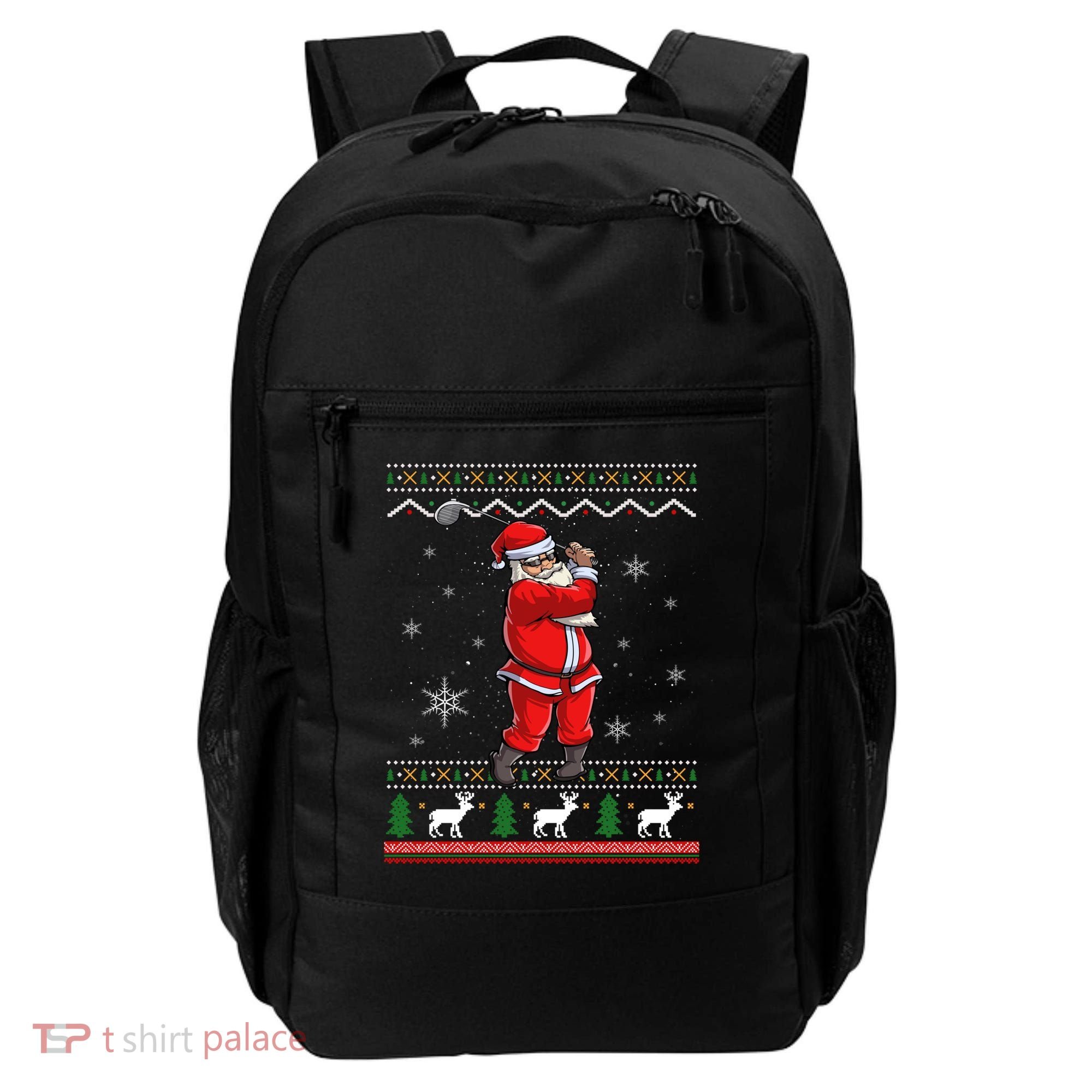 Ugly Christmas Santa Golfer Golfing Xmas Golf Lover Player Gift Backpack
