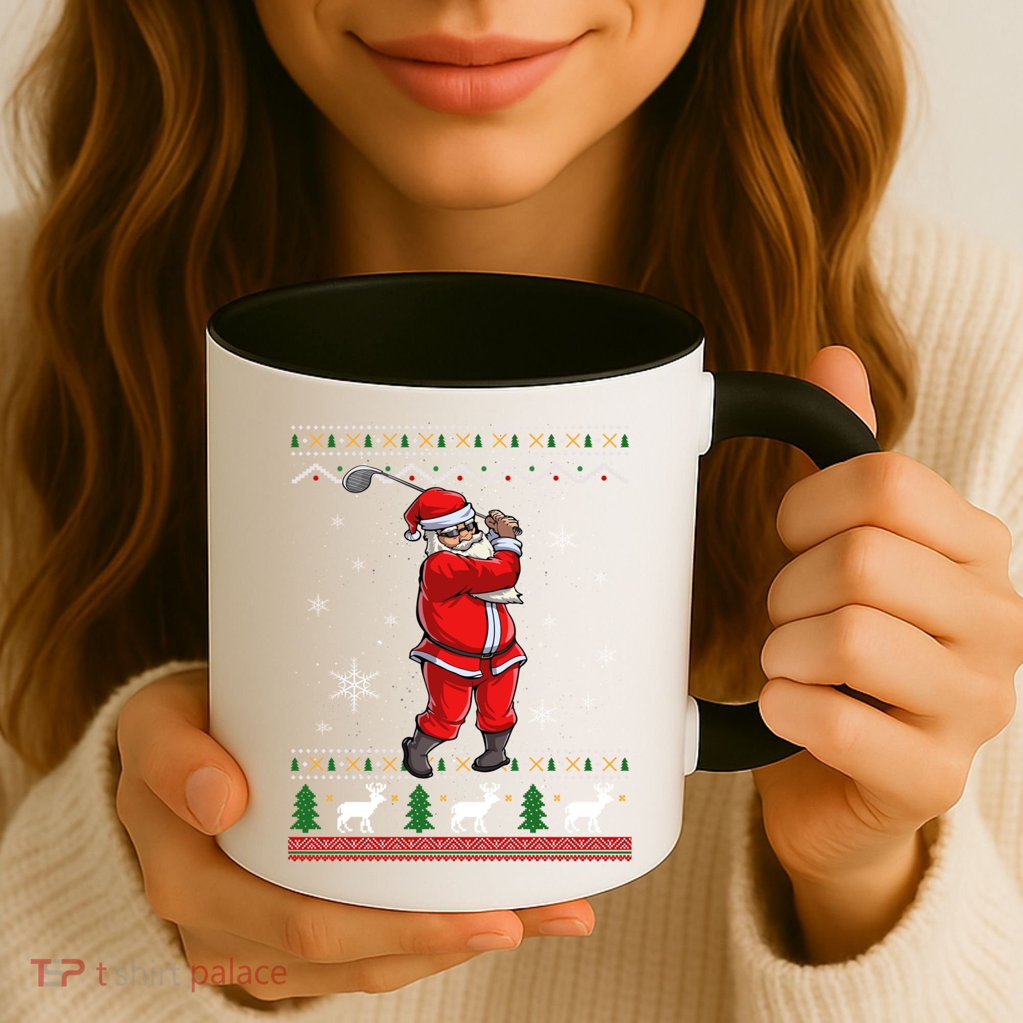 Ugly Christmas Santa Golfer Golfing Xmas Golf Lover Player Gift Coffee Mug