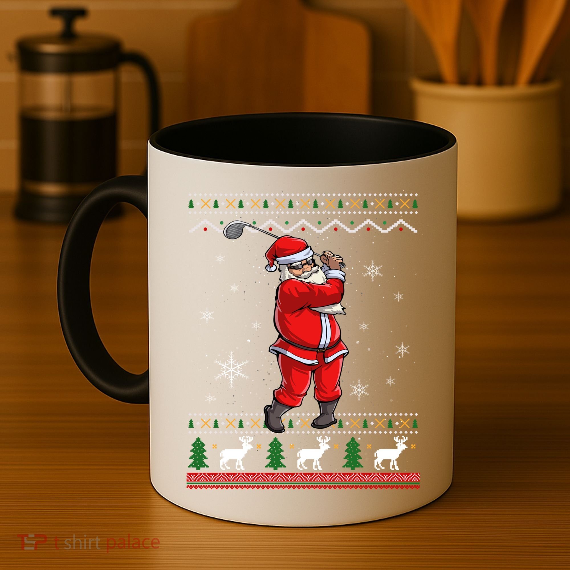 Ugly Christmas Santa Golfer Golfing Xmas Golf Lover Player Gift Coffee Mug