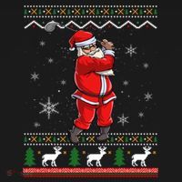 Ugly Christmas Santa Golfer Golfing Xmas Golf Lover Player Gift Women's Hoodie thumb 2