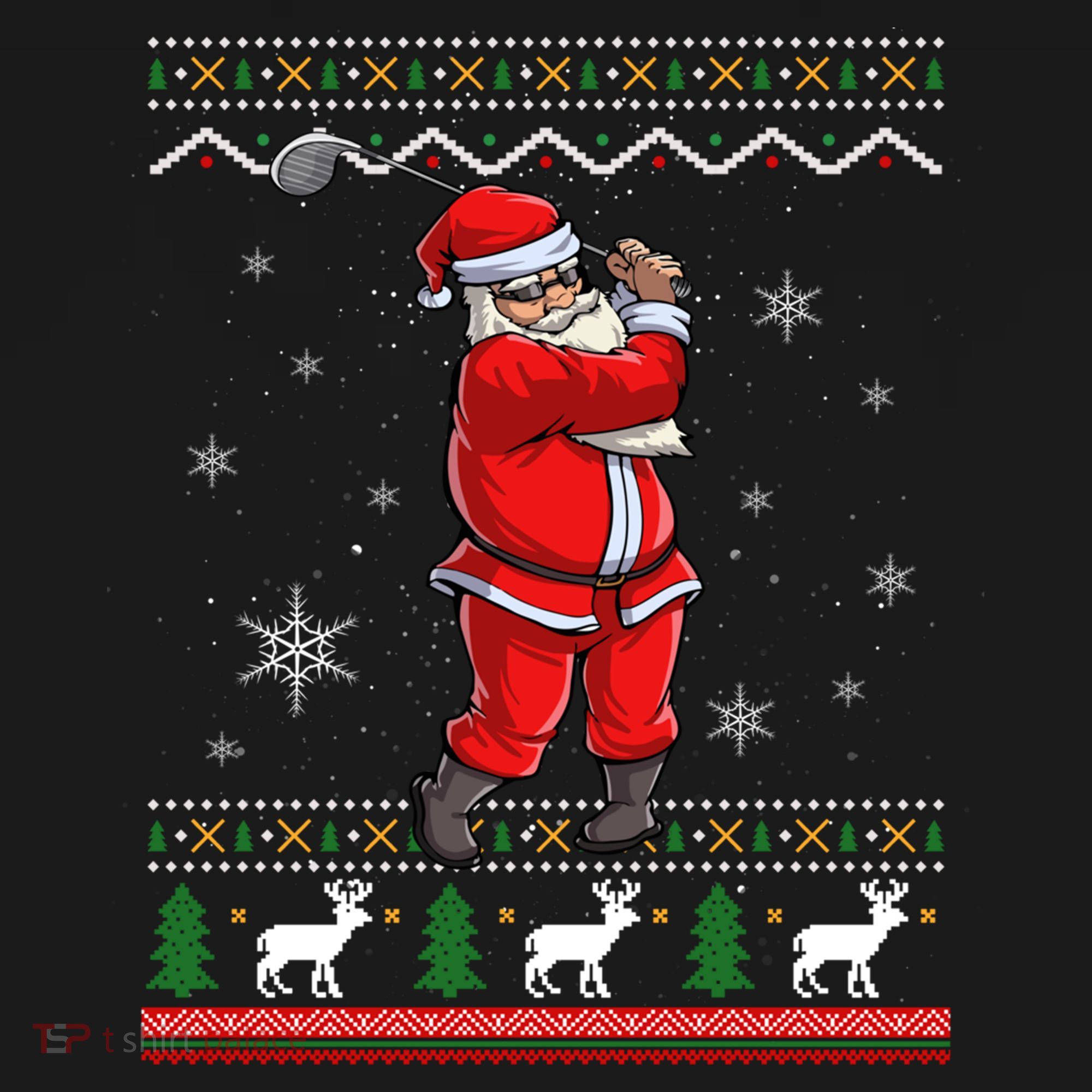 Ugly Christmas Santa Golfer Golfing Xmas Golf Lover Player Gift Women's Hoodie