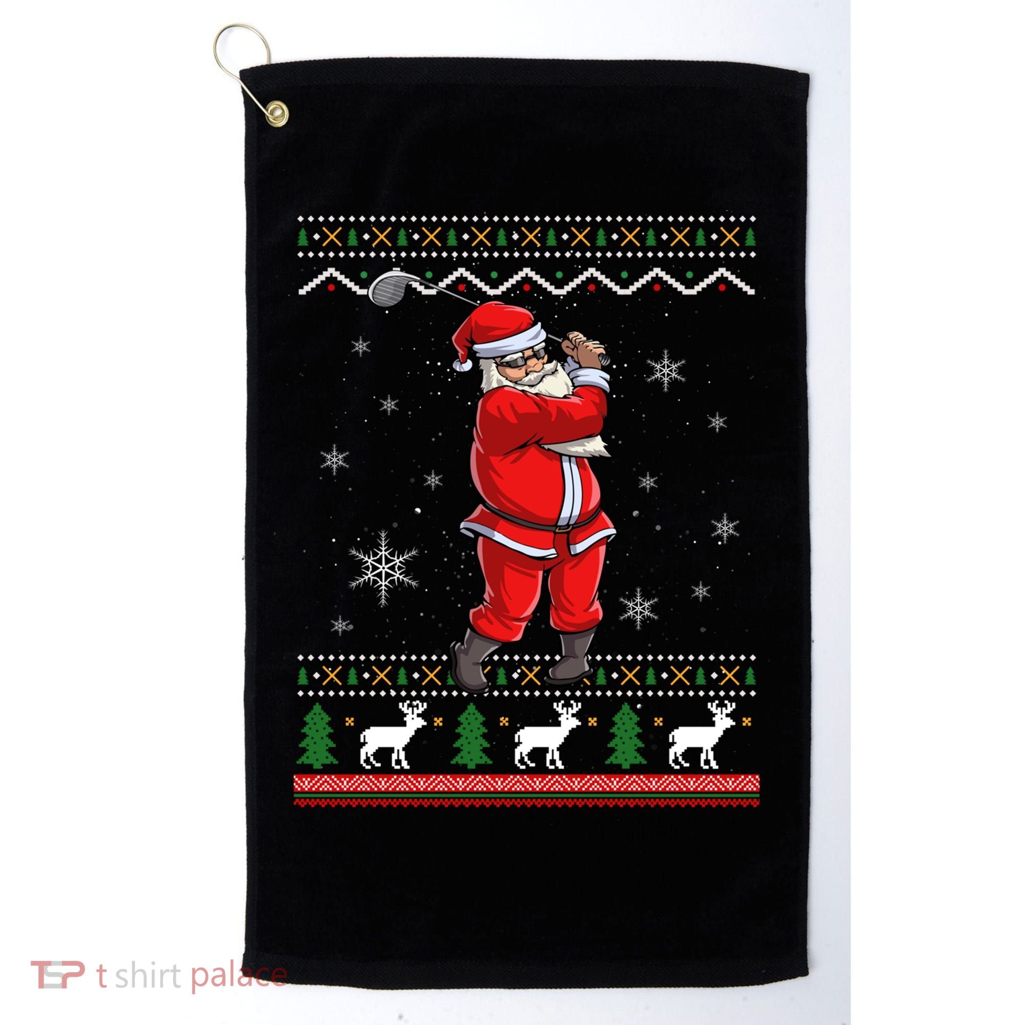 Ugly Christmas Santa Golfer Golfing Xmas Golf Lover Player Gift Golf Towel