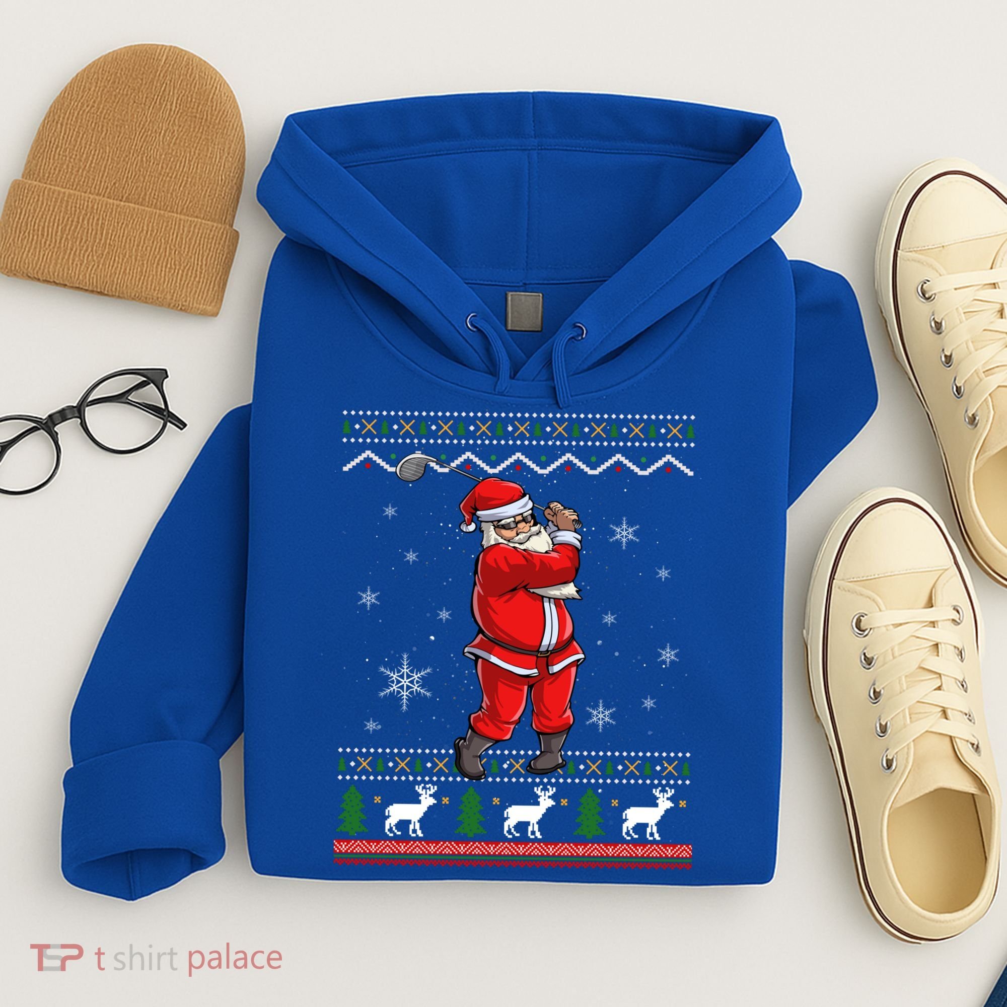Ugly Christmas Santa Golfer Golfing Xmas Golf Lover Player Gift Hoodie