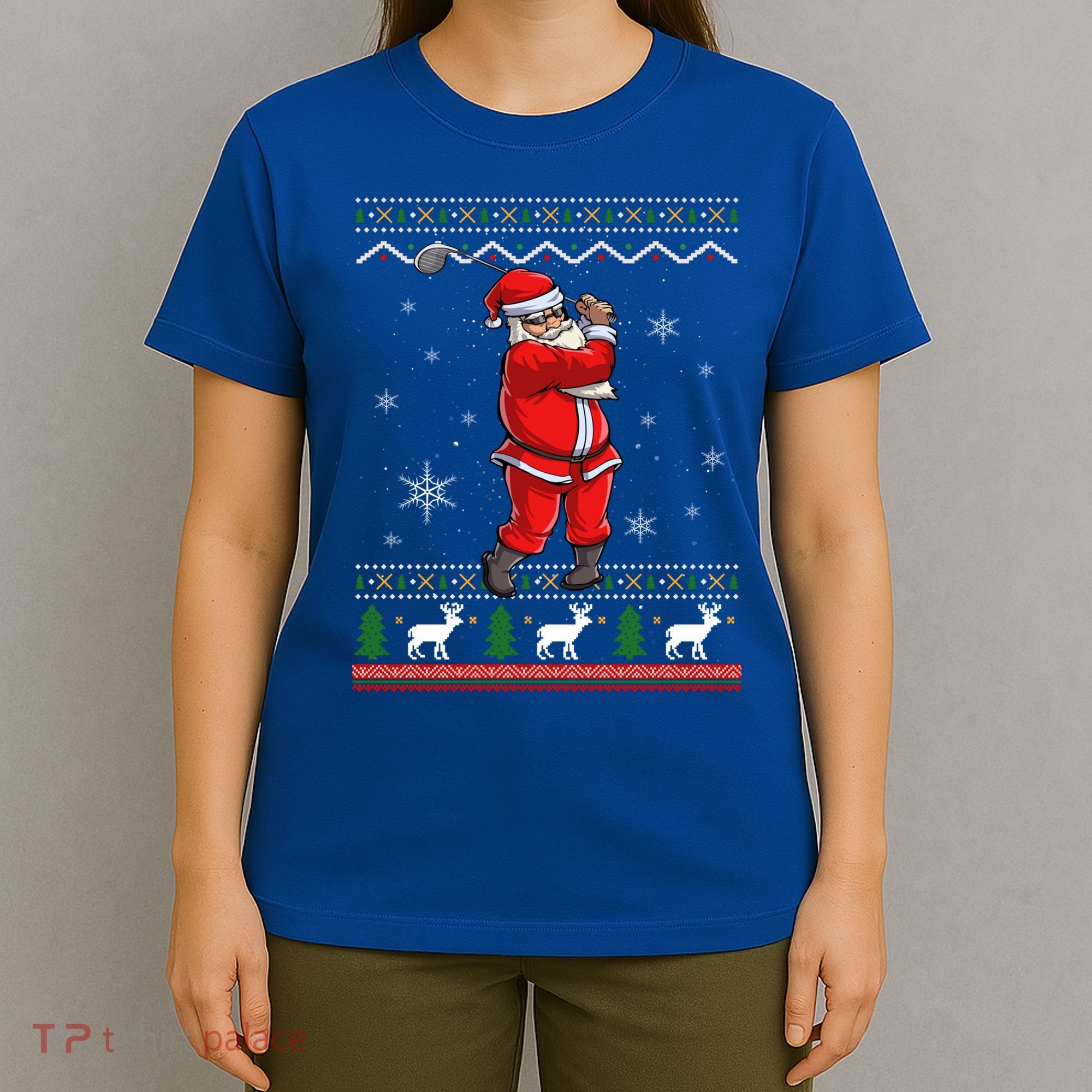 Ugly Christmas Santa Golfer Golfing Xmas Golf Lover Player Gift T-Shirt