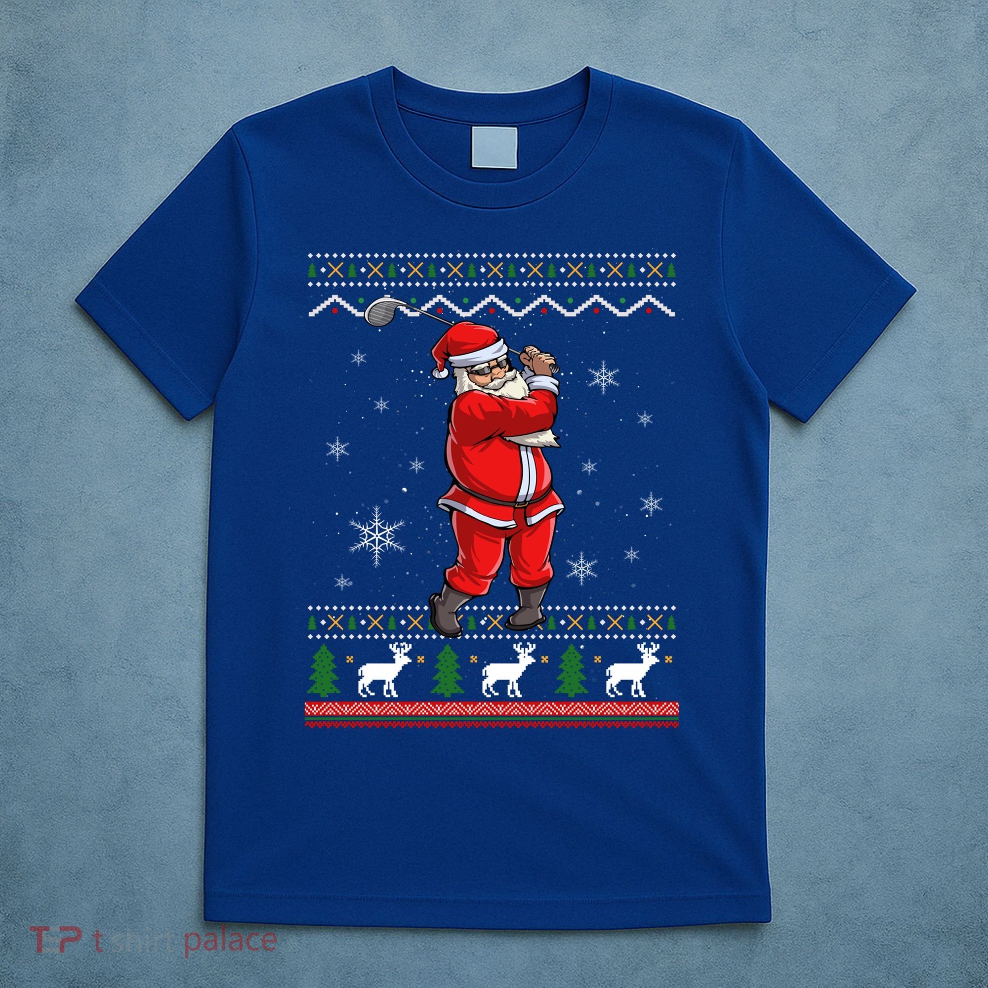 Ugly Christmas Santa Golfer Golfing Xmas Golf Lover Player Gift T-Shirt