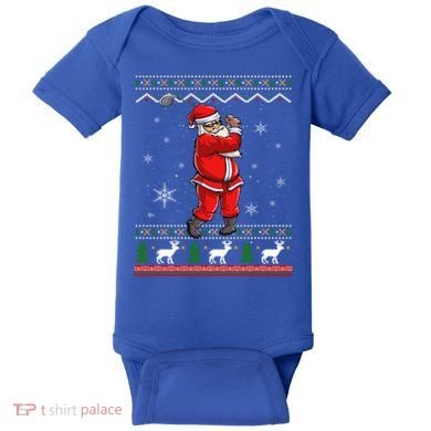 Ugly Christmas Santa Golfer Golfing Xmas Golf Lover Player Gift Baby Bodysuit