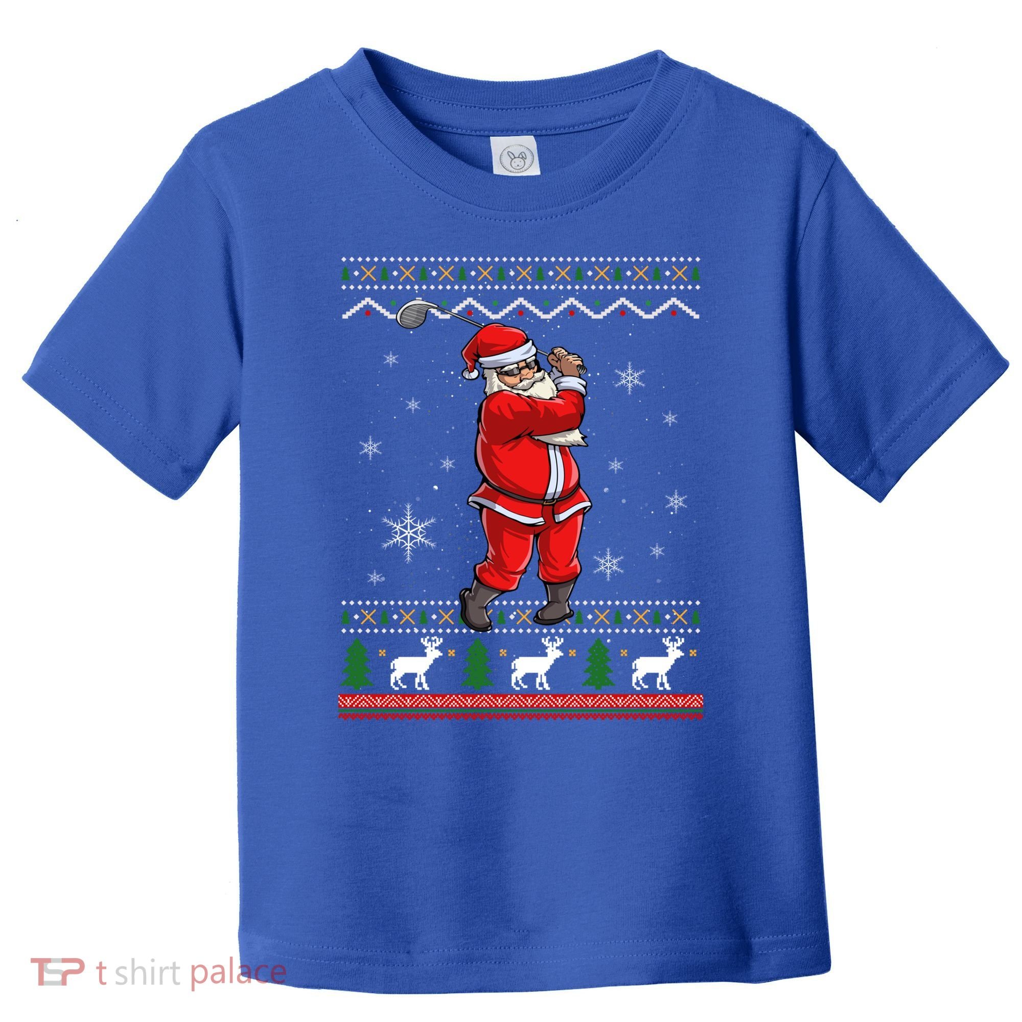 Ugly Christmas Santa Golfer Golfing Xmas Golf Lover Player Gift Toddler T-Shirt
