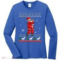 Ugly Christmas Santa Golfer Golfing Xmas Golf Lover Player Gift Women's Long Sleeve Shirt thumb 0