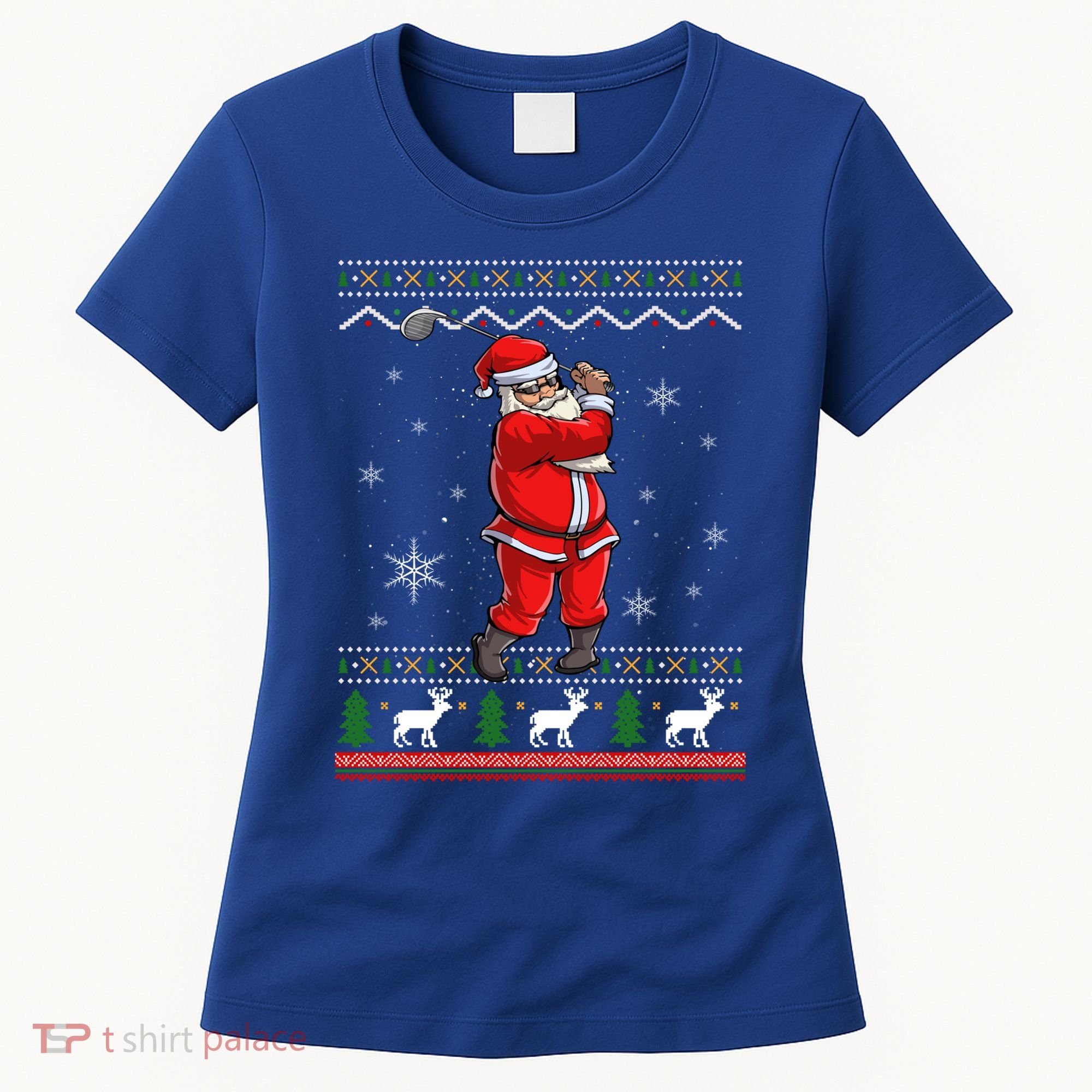 Ugly Christmas Santa Golfer Golfing Xmas Golf Lover Player Gift Women's T-Shirt