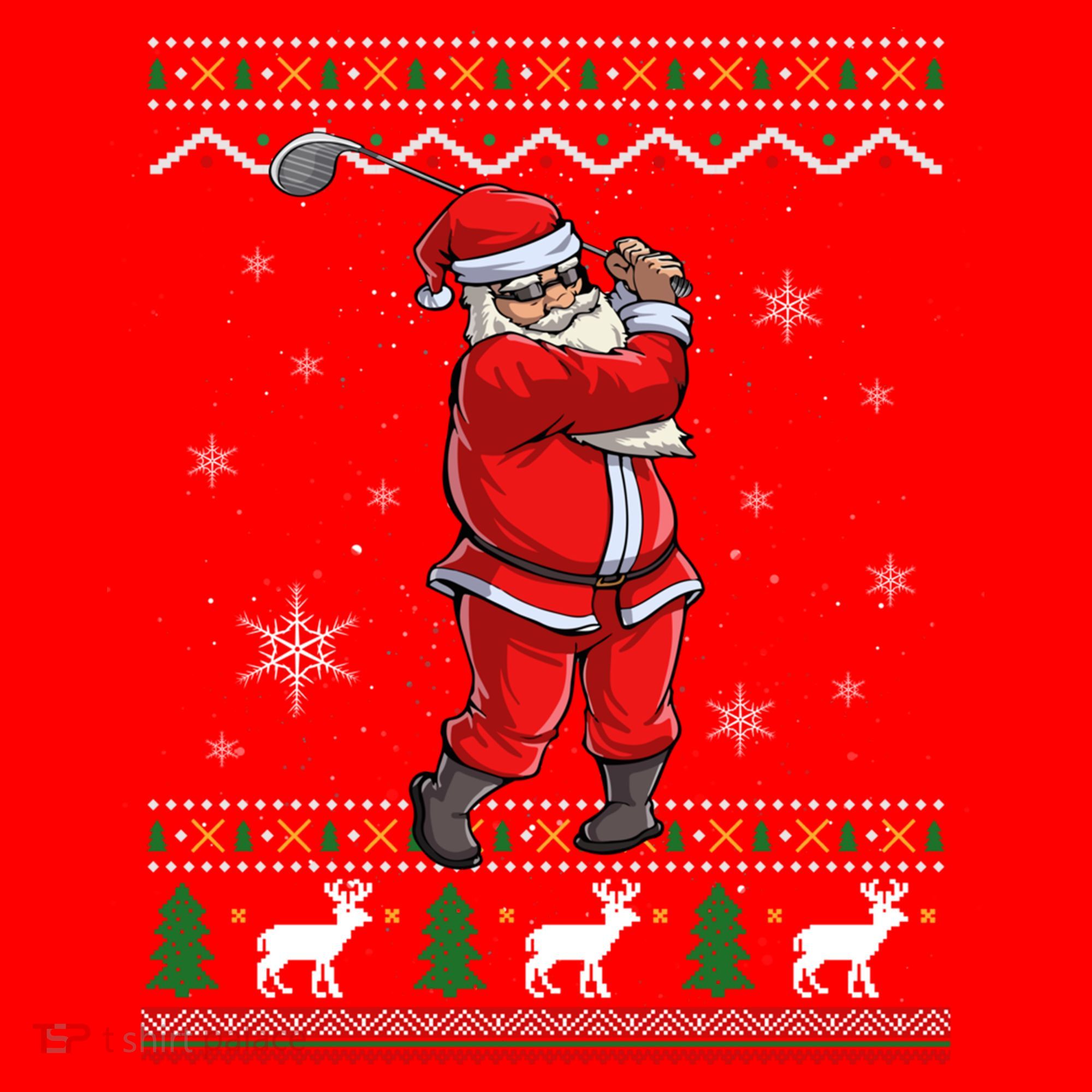 Ugly Christmas Santa Golfer Golfing Xmas Golf Lover Player Gift Santa Hat