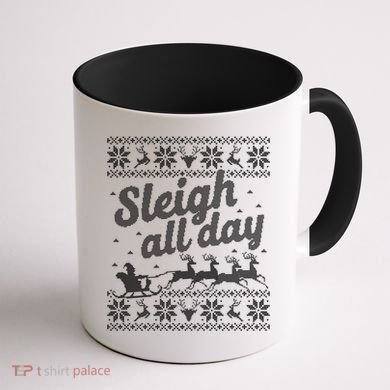 Ugly Christmas Santa Sleigh All Day Gift Coffee Mug back