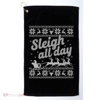 Ugly Christmas Santa Sleigh All Day Gift Golf Towel thumb 0