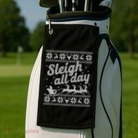 Ugly Christmas Santa Sleigh All Day Gift Golf Towel thumb 2