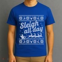 Ugly Christmas Santa Sleigh All Day Gift T-Shirt thumb 3