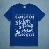 Ugly Christmas Santa Sleigh All Day Gift T-Shirt thumb 5