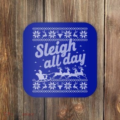 Ugly Christmas Santa Sleigh All Day Gift Coaster