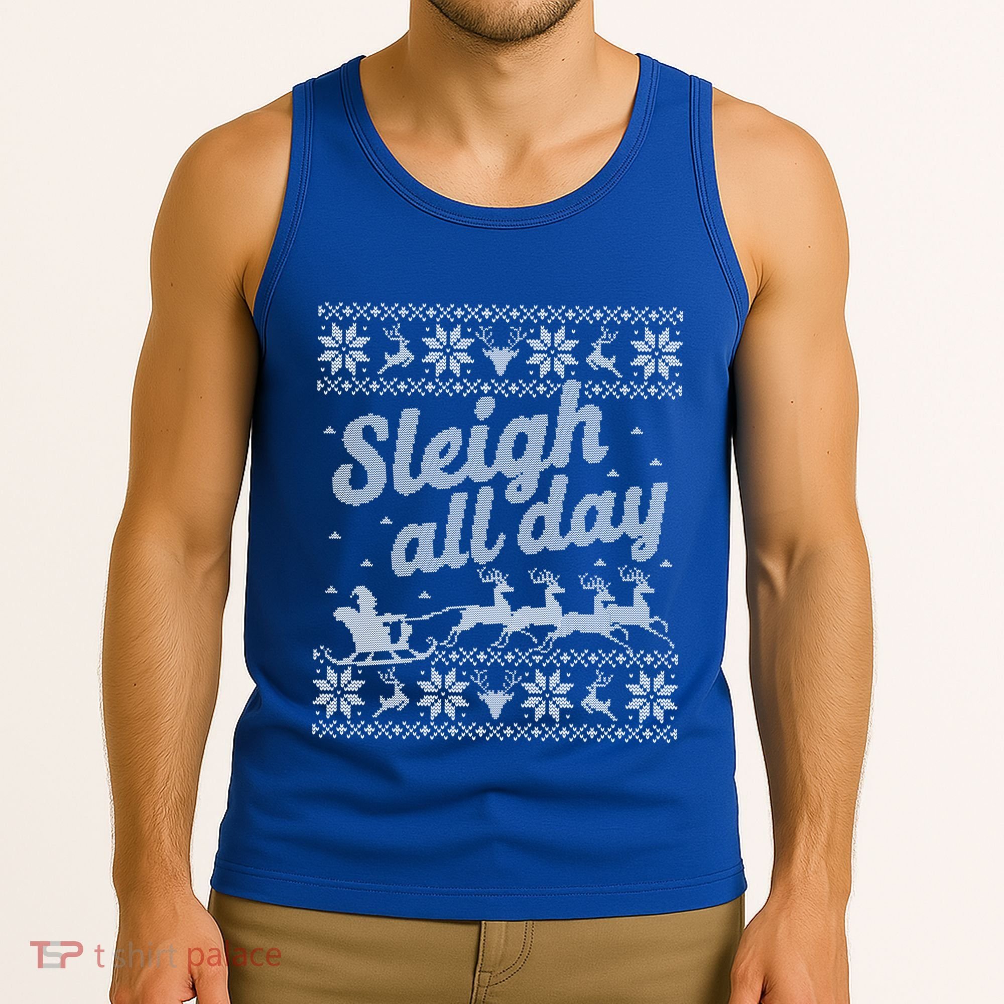 Ugly Christmas Santa Sleigh All Day Gift Tank Top