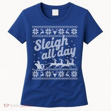Ugly Christmas Santa Sleigh All Day Gift Women's T-Shirt