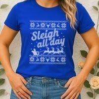 Ugly Christmas Santa Sleigh All Day Gift Women's T-Shirt thumb 2