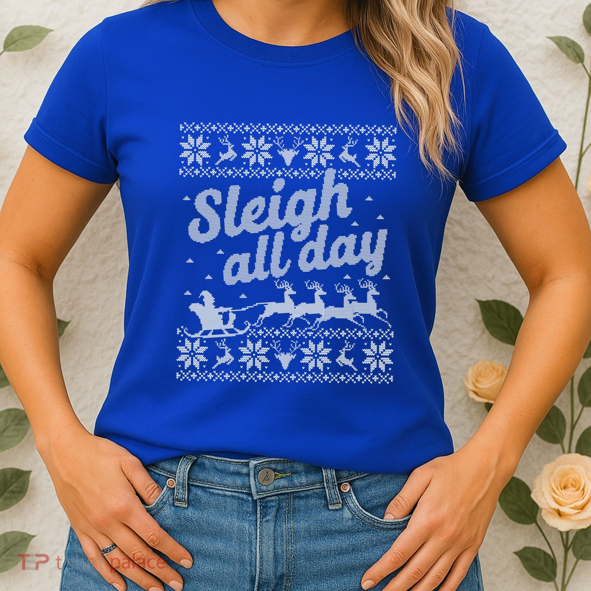 Ugly Christmas Santa Sleigh All Day Gift Women's T-Shirt